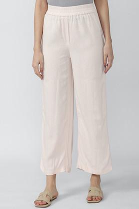 solid-regular-fit-cotton-blend-women's-formal-wear-trouser---cream