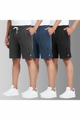 solid-cotton-blend-regular-fit-men's-shorts---multi