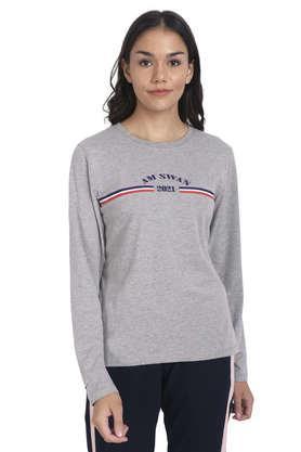 printed-cotton-round-neck-women's-t-shirt---grey