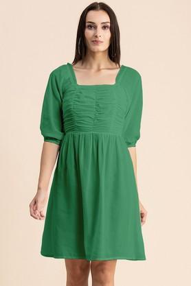 solid-georgette-square-neck-women's-maxi-dress---green