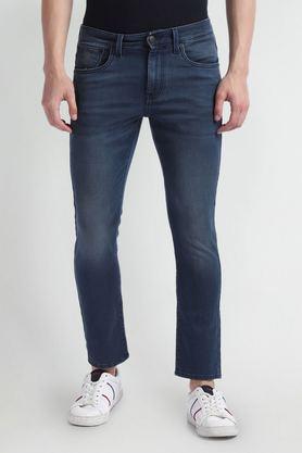 light-wash-polyester-tapered-fit-men's-jeans---blue