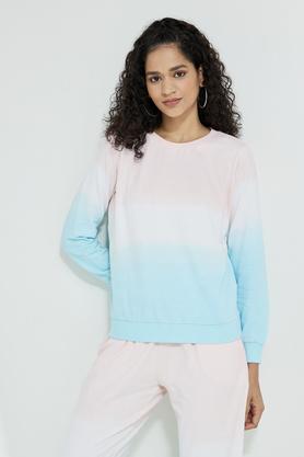 tie-and-dye-round-neck-cotton-blend-women's-sweatshirts---multi