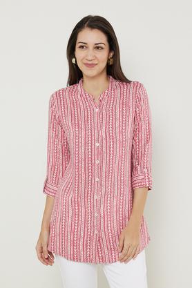 printed-rayon-collared-women's-tunic---pink