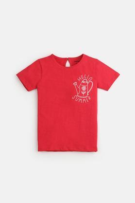 printed-cotton-regular-fit-girls-t-shirt---coral