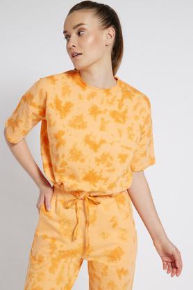 tie-and-dye-regular-fit-women's-active-wear-t-shirt---orange