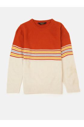 solid-acrylic-round-neck-boy's-sweatshirt---orange