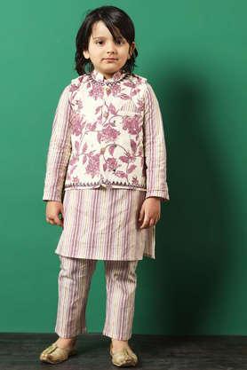 floral-cotton-regular-fit-boys-kurta-pyjama-jacket-set---mauve