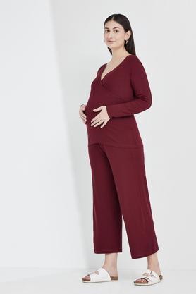 solid-full-sleeves-cotton-stretch-women's-maternity-wear-top---wine