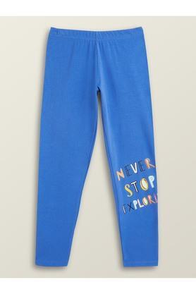 solid-cotton-regular-fit-girls-leggings---blue