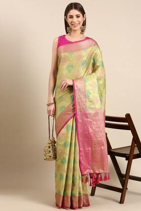 floral-silk-festive-wear-women's-saree---green