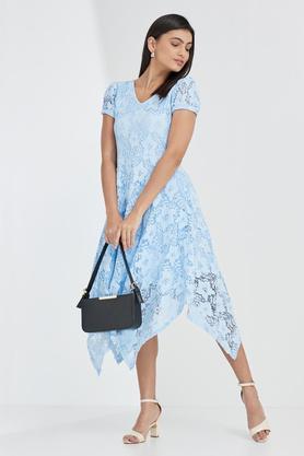 printed-round-neck-women's-midi-dress---sky-blue