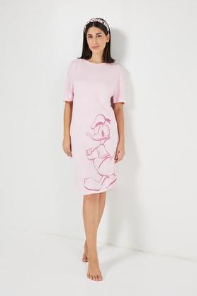 short-sleeves-viscose-women's-night-gown---pink