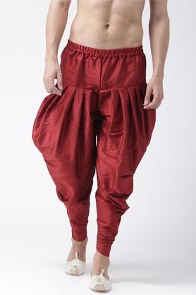 solid-silk-regular-fit-mens-harem-pants---maroon