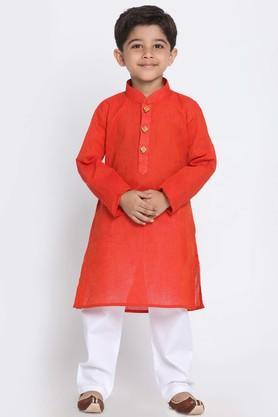 printed-cotton-mandarin-boys-kurta-pyjama-set---red