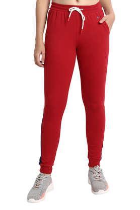 printed-cotton-regular-fit-women's-track-pants---red