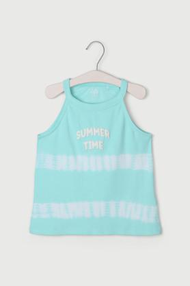 printed-blended-fabric-round-neck-girls-top---mint