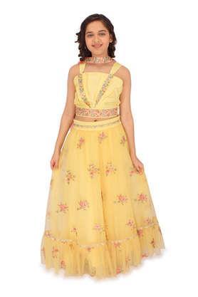 embellished-silk-square-neck-girls-lehenga-choli-set---yellow