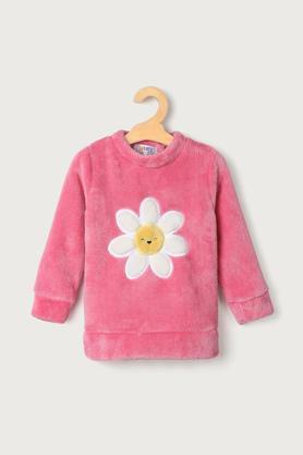 solid-polyester-regular-fit-infant-girls-sweatshirt---pink
