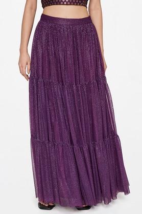 foil-polyester-regular-fit-women's-festive-skirt---purple