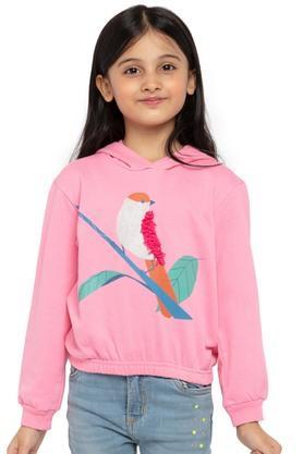 graphic-cotton-hood-girls-sweatshirt---pink