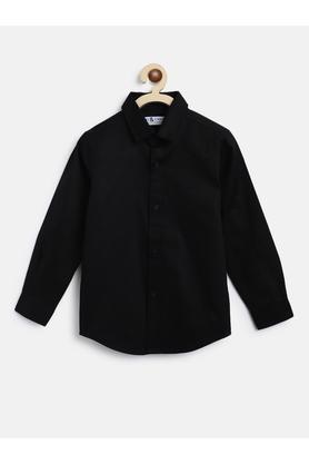 solid-cotton-collar-neck-boys-shirt---black
