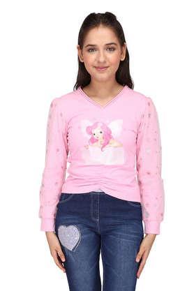 embellished-polyester-round-neck-girls-top---pink