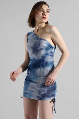 tie-and-dye-cotton-one-shoulder-women's-maxi-dress---blue