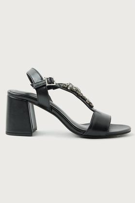 polyurethane-slipon-women's-ethnic-block-heel-mules---black
