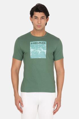printed-cotton-blend-regular-men's-t-shirt---green