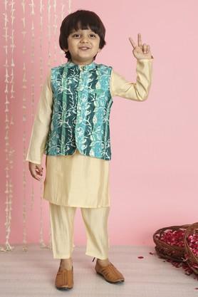 boys-straight-style-silk-fabric-kurta-and-pyjama-with-nehru-jacket---cream