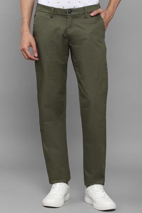 printed-cotton-blend-slim-fit-men's-casual-trousers---green