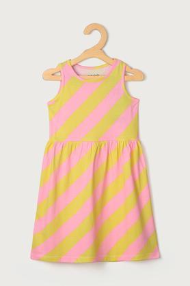 stripes-cotton-regular-fit-girls-dress---multi