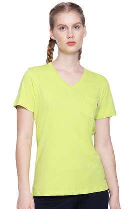 printed-cotton-round-neck-women's-t-shirt---lime-green