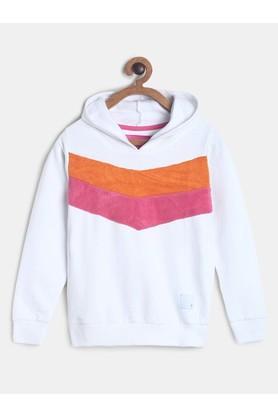 printed-cotton-blend-hood-girls-sweatshirt---white