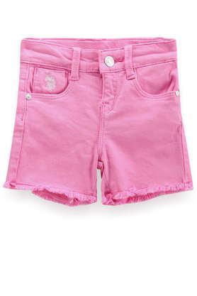 solid-cotton-regular-fit-girls-shorts---pink