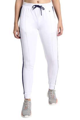 printed-cotton-regular-fit-women's-track-pants---white