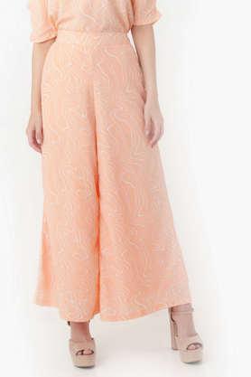 printed-comfort-fit-polyester-women's-casual-wear-trouser---peach