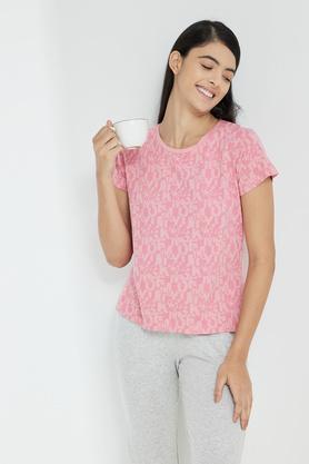 printed-cotton-round-neck-womens-t-shirt---pink