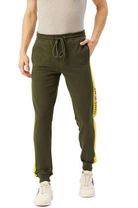 colorblocked-cotton-blend-regular-fit-men's-track-pants---multi