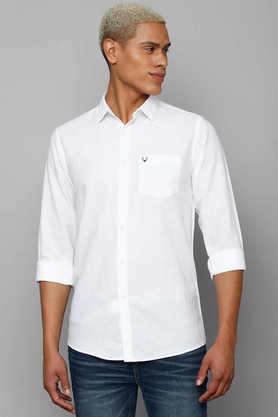 textured-linen-cotton-blend-slim-fit-men's-casual-shirt---white