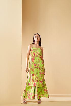 embroidered-full-length-viscose-woven-women's-kurta-set---lemon
