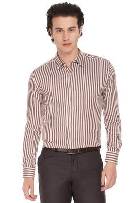 mens-slim-fit-button-down-collar-striped-formal-shirt---khaki