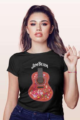jim-beam-guitar-black-round-neck-womens-t-shirt---black