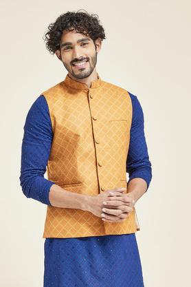 printed-poly-silk--festive-wear-nehru-jacket---mustard
