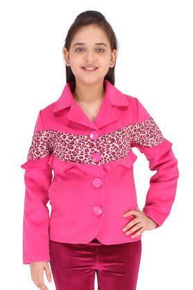 solid-fleece-collar-neck-girls-jackets---fuchsia