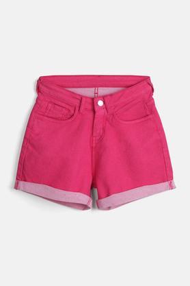 solid-poly-cotton-regular-fit-girls-shorts---multi