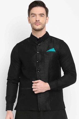 solid-silk-regular-fit-men's-occasion-wear-nehru-jacket---black