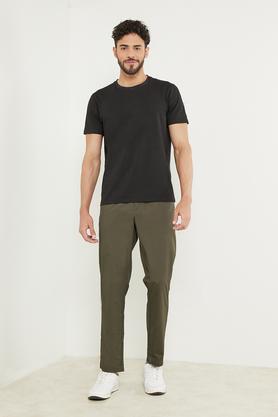 solid-cotton-slim-fit-men's-track-pants---olive