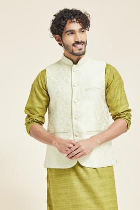 printed-poly-silk--festive-wear-nehru-jacket---pista-green