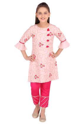 embroidered-silk-full-length-girls-kurta-set---peach